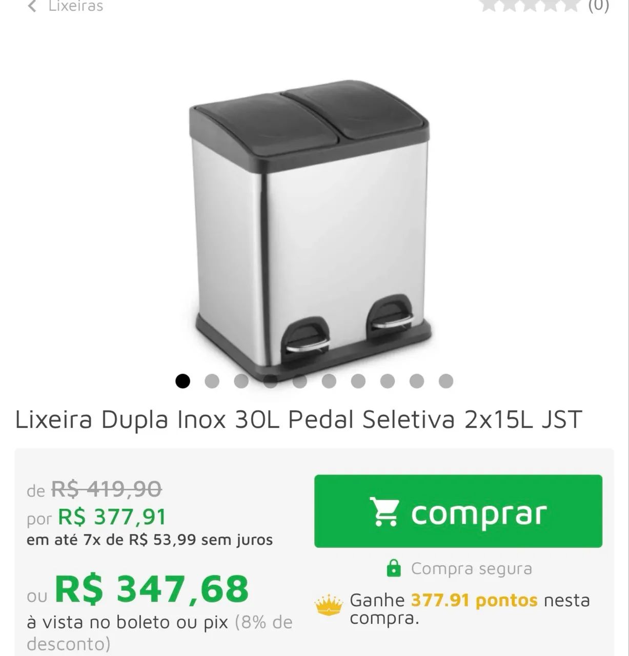 Lixeira dupla em inox  30l - Foto 2