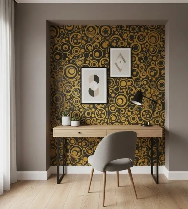 LADRILHO ART CIRCULARES 20X20 AZUL MARINHO E DOURADO  - ESTOQUE LIMITADO!