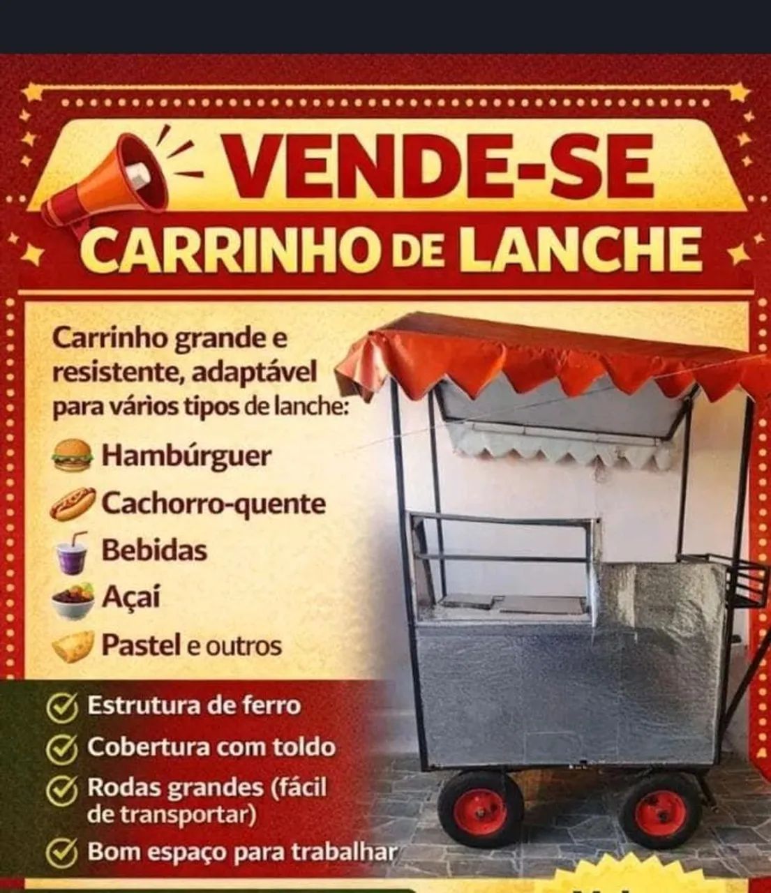 Carrinho de lanche bom estado