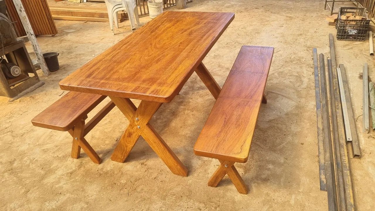 Mesa Rústica com 2 Bancos - Foto 4