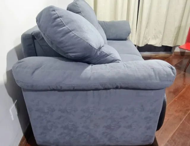 Sofá 2 Lugares Suede Azul ? Espuma Firme  - Foto 3