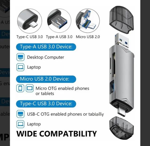 Adaptador de cartão 6 em 1  - Foto 2