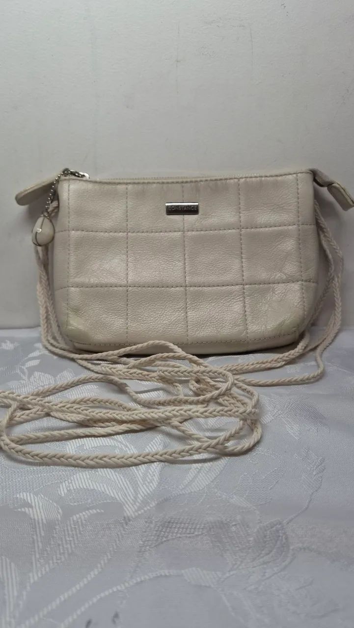 Bolsa Constance couro transversal marfim