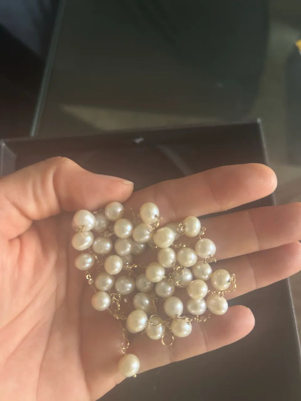 Conjunto colar e pulseira de pérolas e ouro 18k 750 - Foto 2