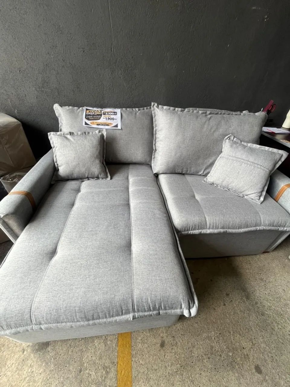 sofa caixa zero slim de 1.80 linho cinza