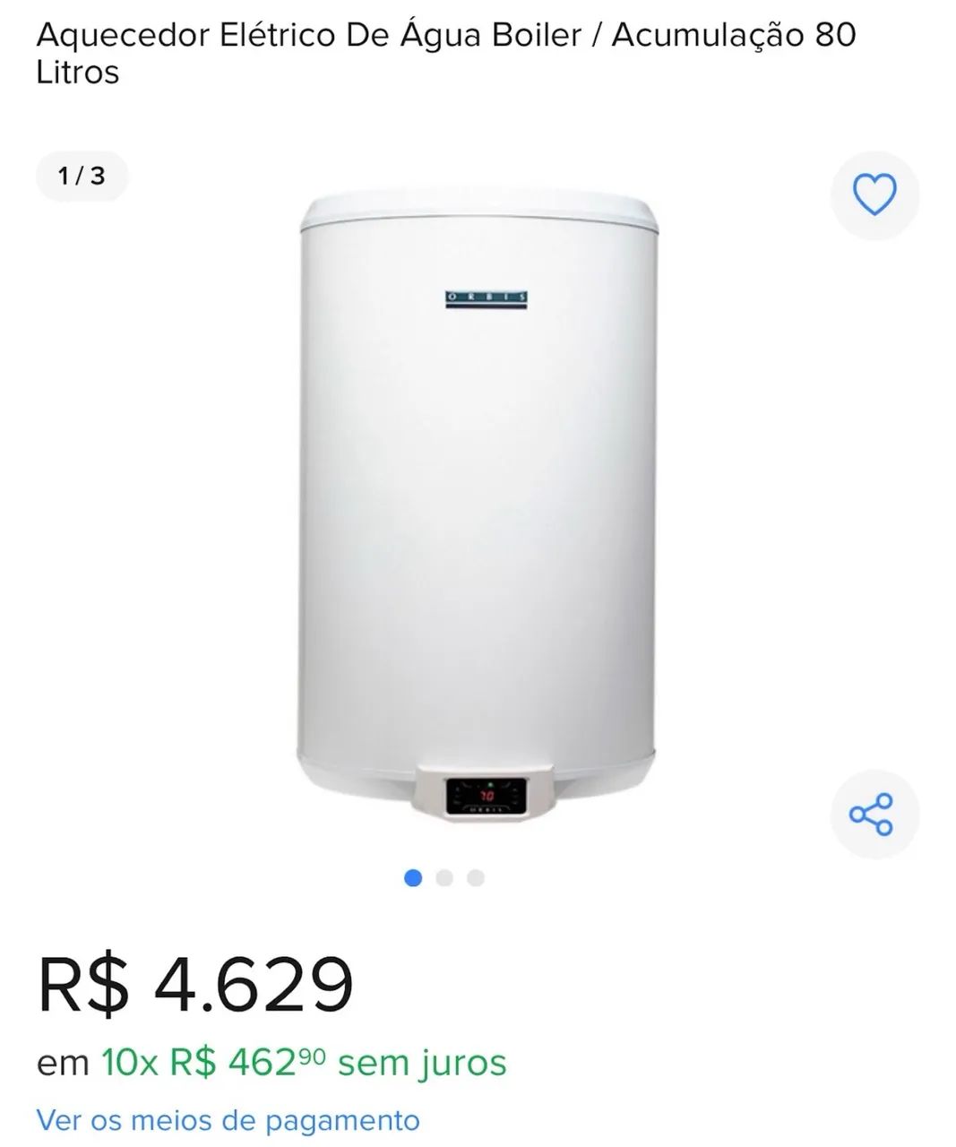 Boiler acumulaçao digital 80 litros (defeito)