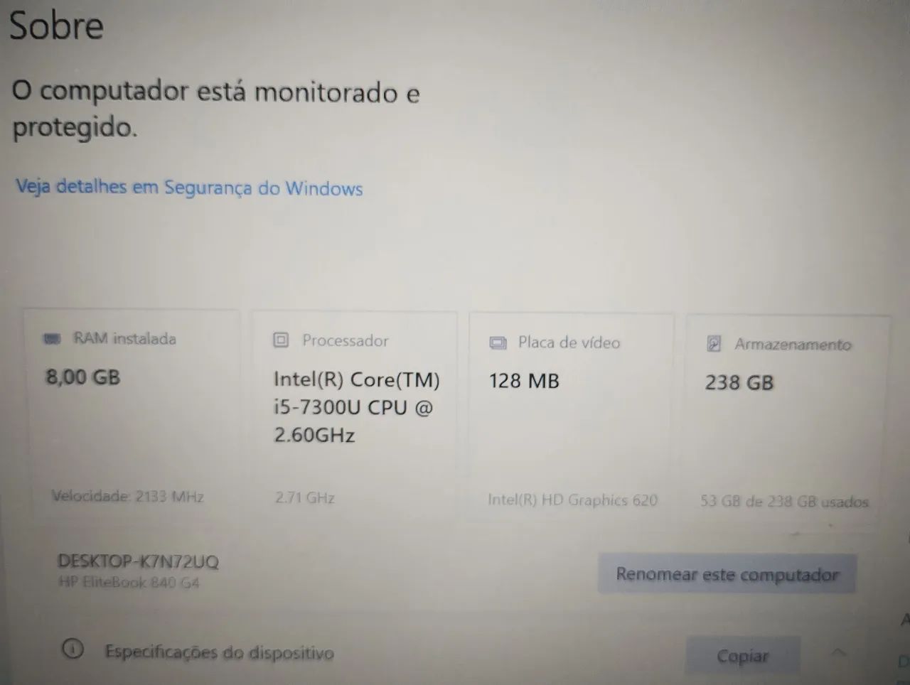 Laptop I5 8Gb M2 245Gb