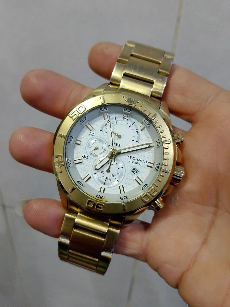 Relógio Masculino Analógico Dourado Robusto Cronógrafo Original 