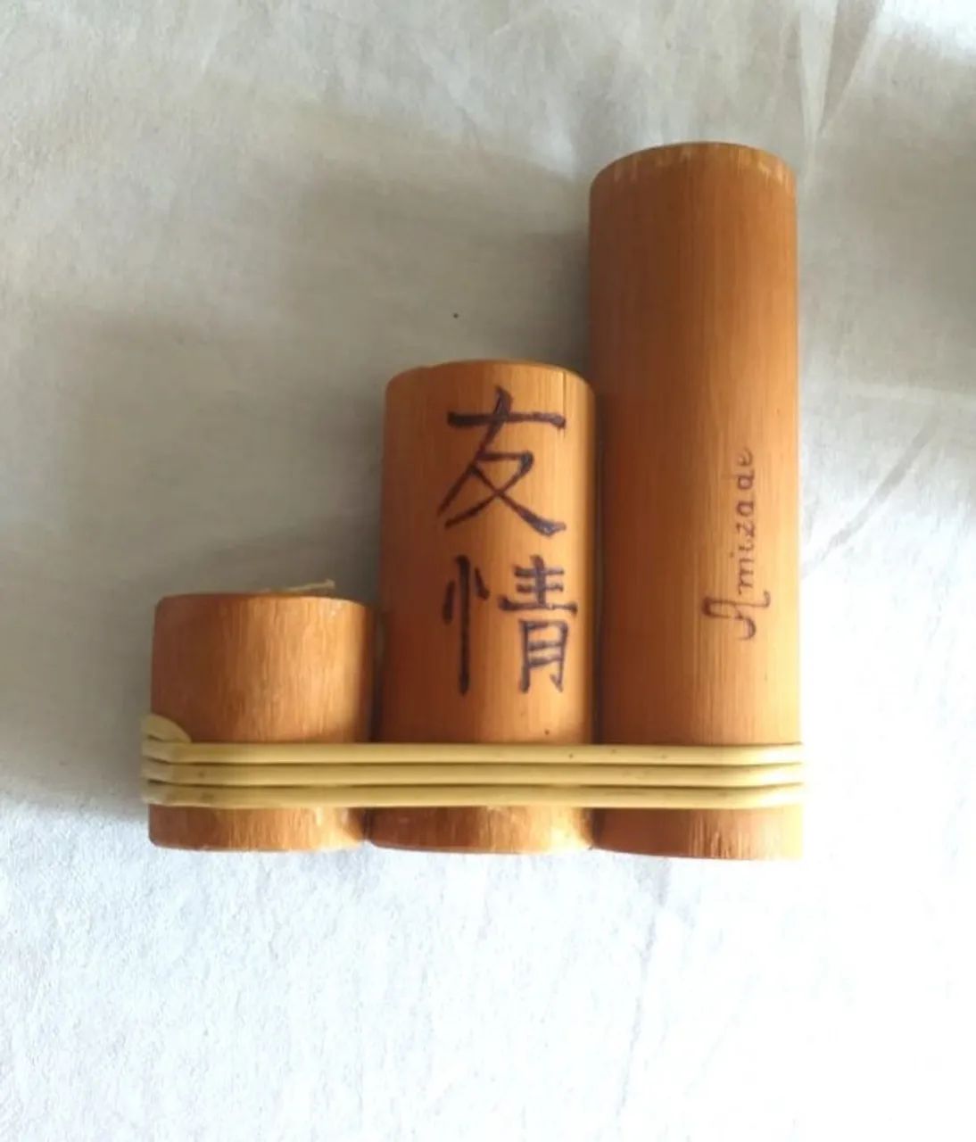 Trio de velas aromatizadas japonesas com ideogramas traduzidos para o português. Novas. - Foto 2