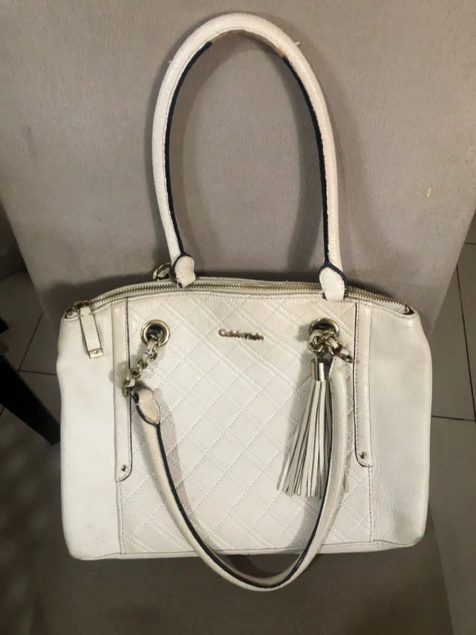 Bolsa Calvin Klein de couro Branco  - Foto 5