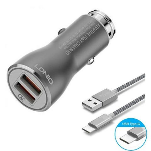 Carregador Veicular Usb Turbo Qualcomm 3.0 Cabo V8 e Type-C C407