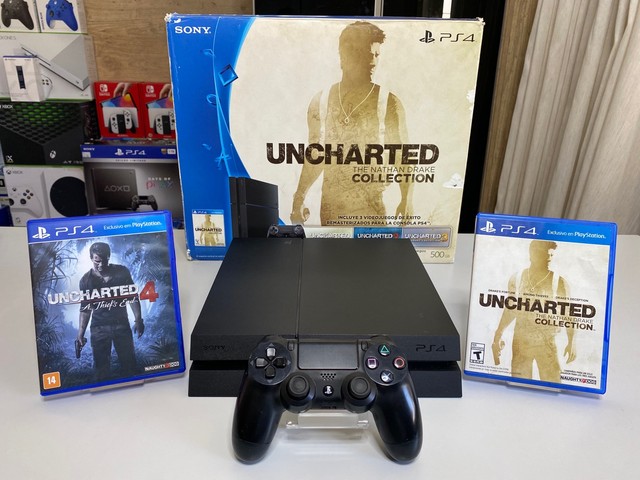 Playstation 4 slim uncharted 4 lacrado 500gb