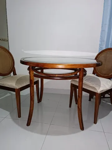 Mesa Redonda Torneado 90 Cm Jantar Decoração Mdf E Pinus