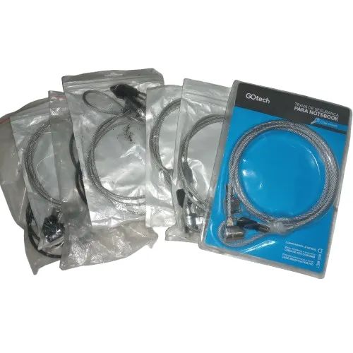 7 Travas Para Notebook Cadeado Com Chave Preto 1.5m Cabo de Aço