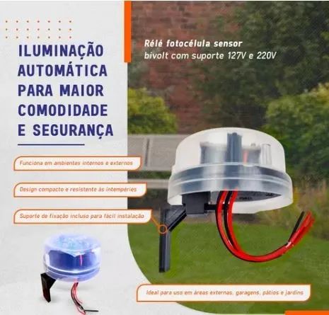 Rele Fotocélula Sensor Bivolt Corujito Qr51 Com Suporte - Foto 2