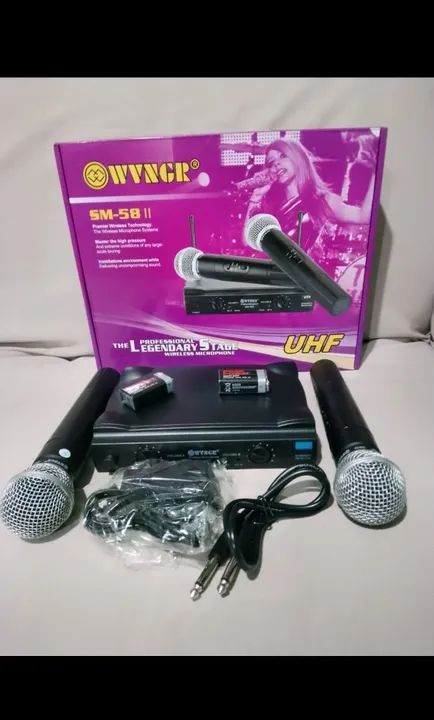 Microfone Sem Fio Duplo WYNCER SM-58 II - UHF - Profissional