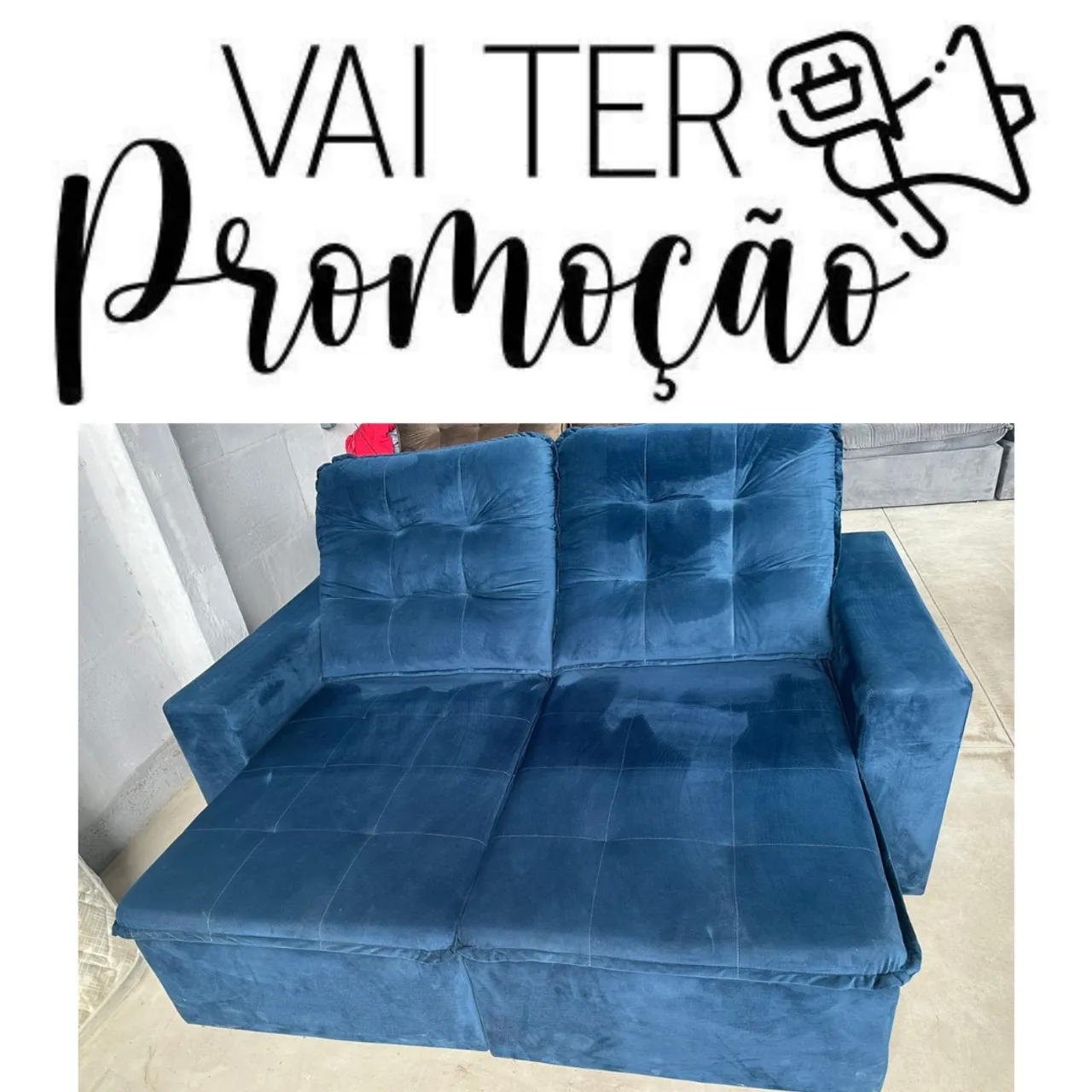 Sofá retrátil azul bic, 3 lugares super confortável
