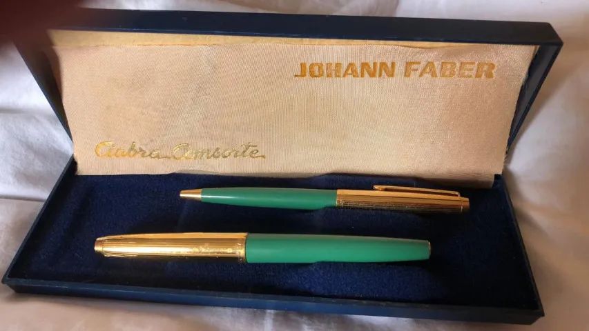 Johann Faber 66 Luxo - Jogo Tinteiro + Esferográfica - Vintage