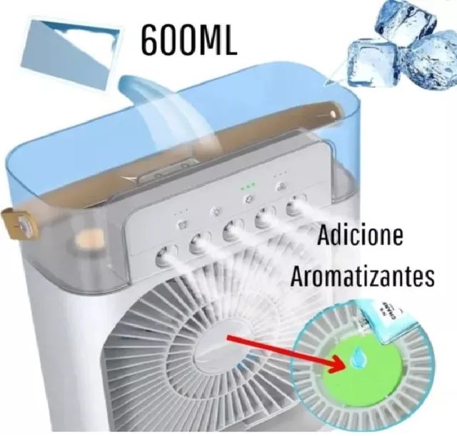 Ventilador Umidificador Climatizador Portátil Ar Água Led Usb De Mesa - Foto 3