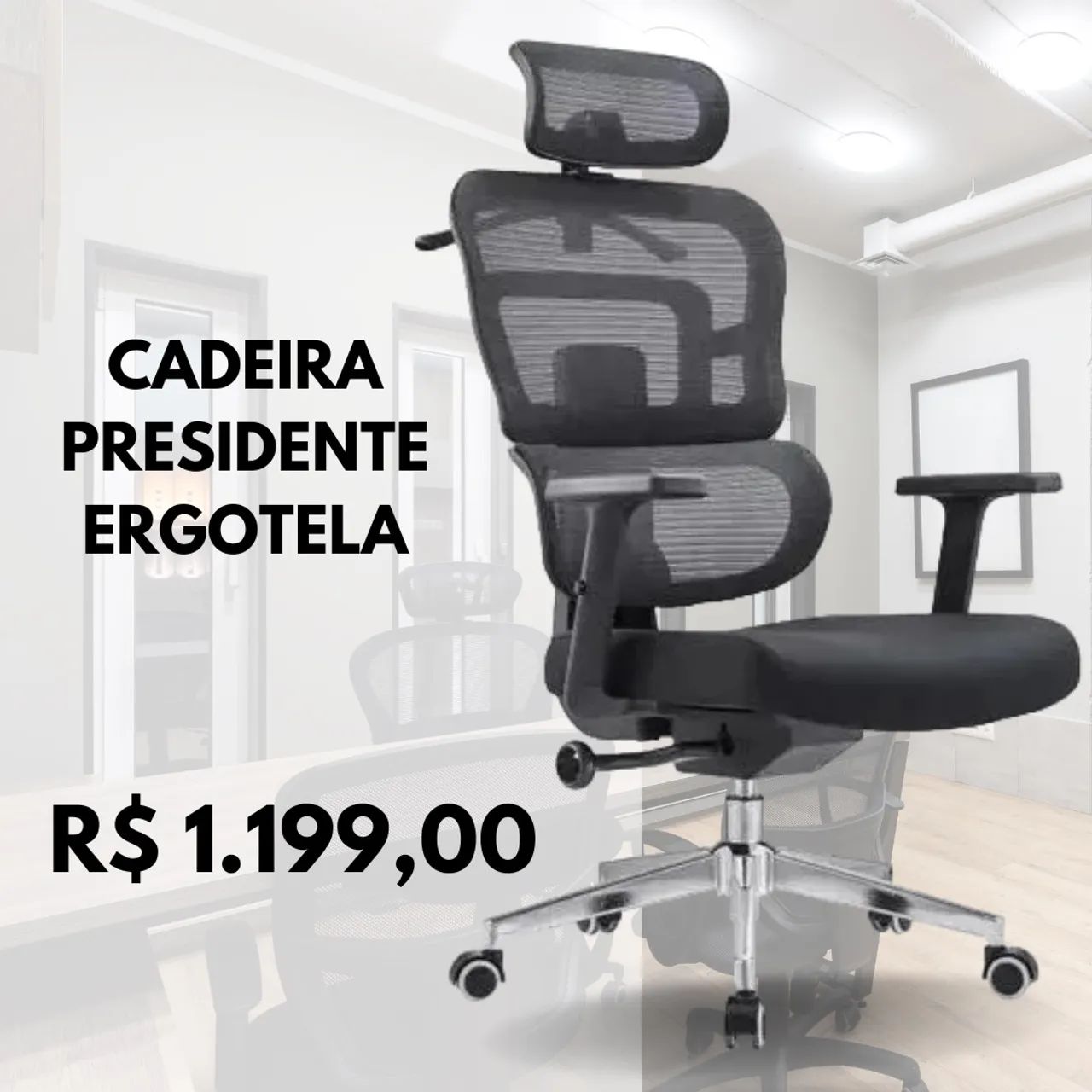Cadeira Presidente Ergonômica com Encosto em Malha - Foto 3