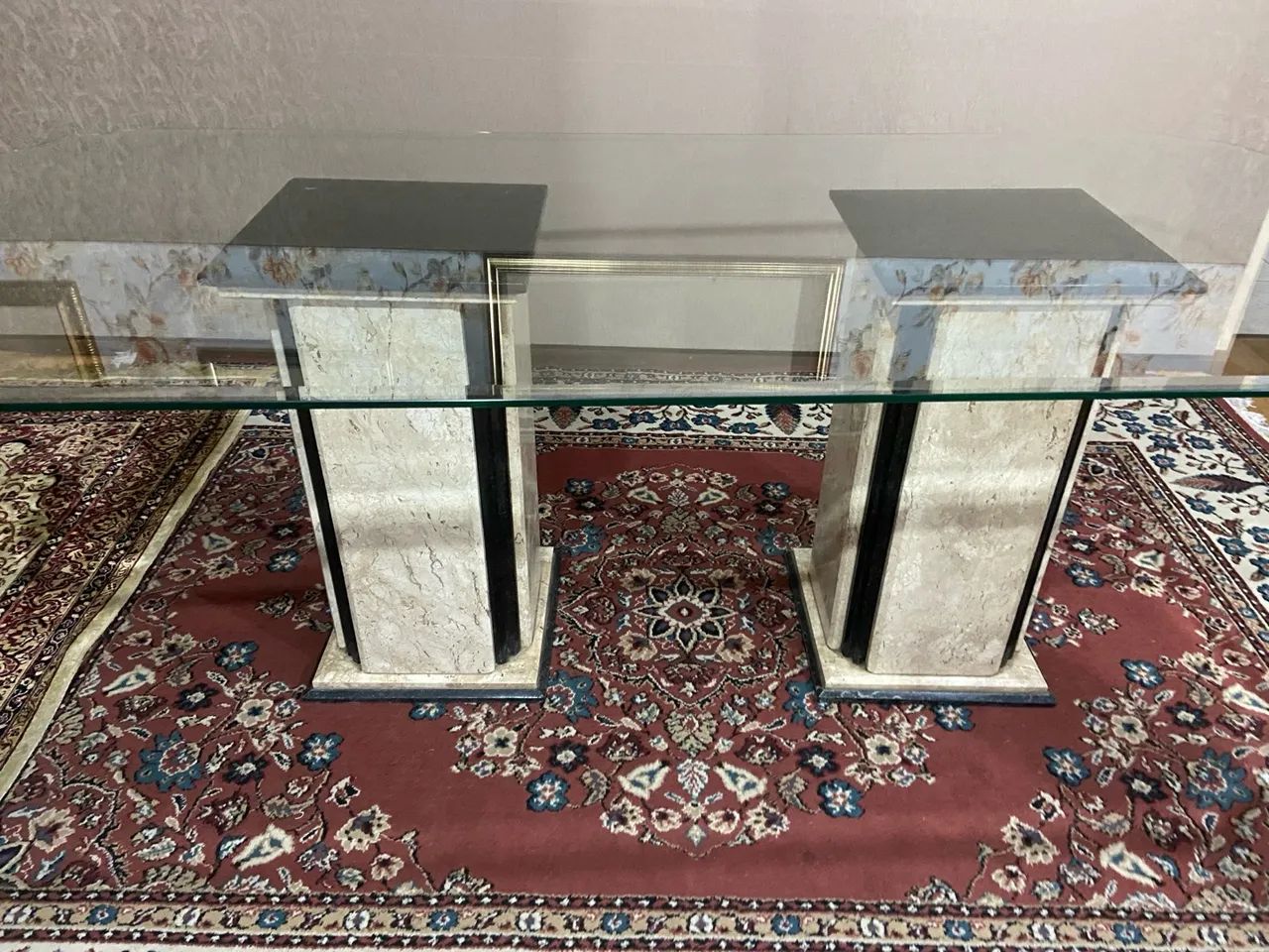 Mesa de Jantar de Vidro com Base em Mármore 2,20x1,00 - Foto 4