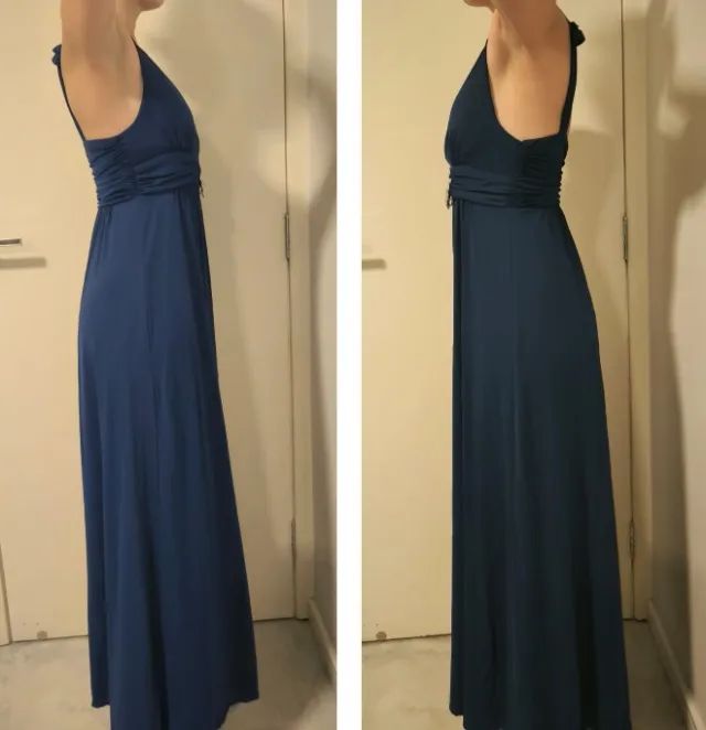 Vestido de festa longo azul marinho - Foto 5