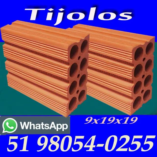 Tijolos 8  Furos 9x19x19 Frete Grátis Porto Alegre Região e Litoral .