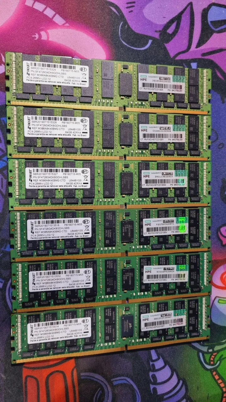 LOTE MEMÓRIA RAM PARA SERVIDOR 64gb 2666MHZ