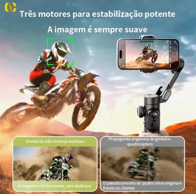 Estabilizador Gimbal - AOCHUAN - 3 eixos - Com Flash64318616799233125