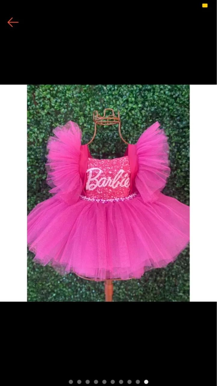 Vestido de Tule Rosa Barbie para Menina