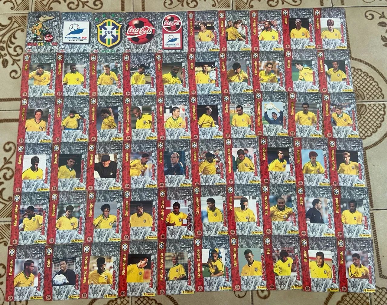5 álbuns, cards copa 1997 e 1 pôster copa 1994. 