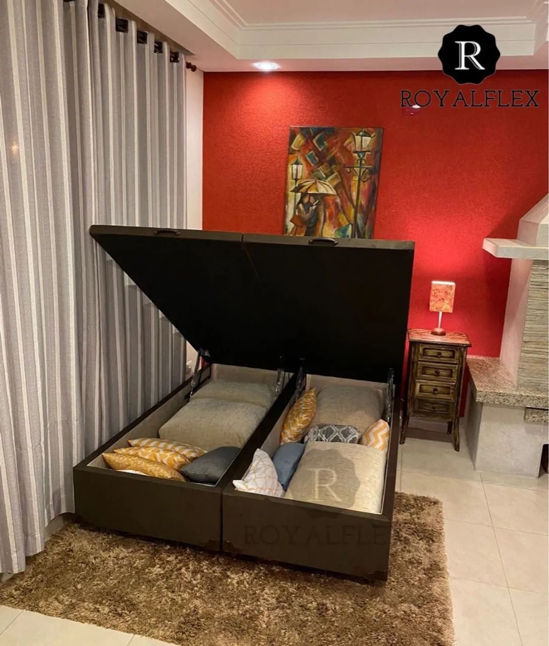 Cama Box Baú Queen Size RoyalFlex - Conforto e Organização na - Foto 2