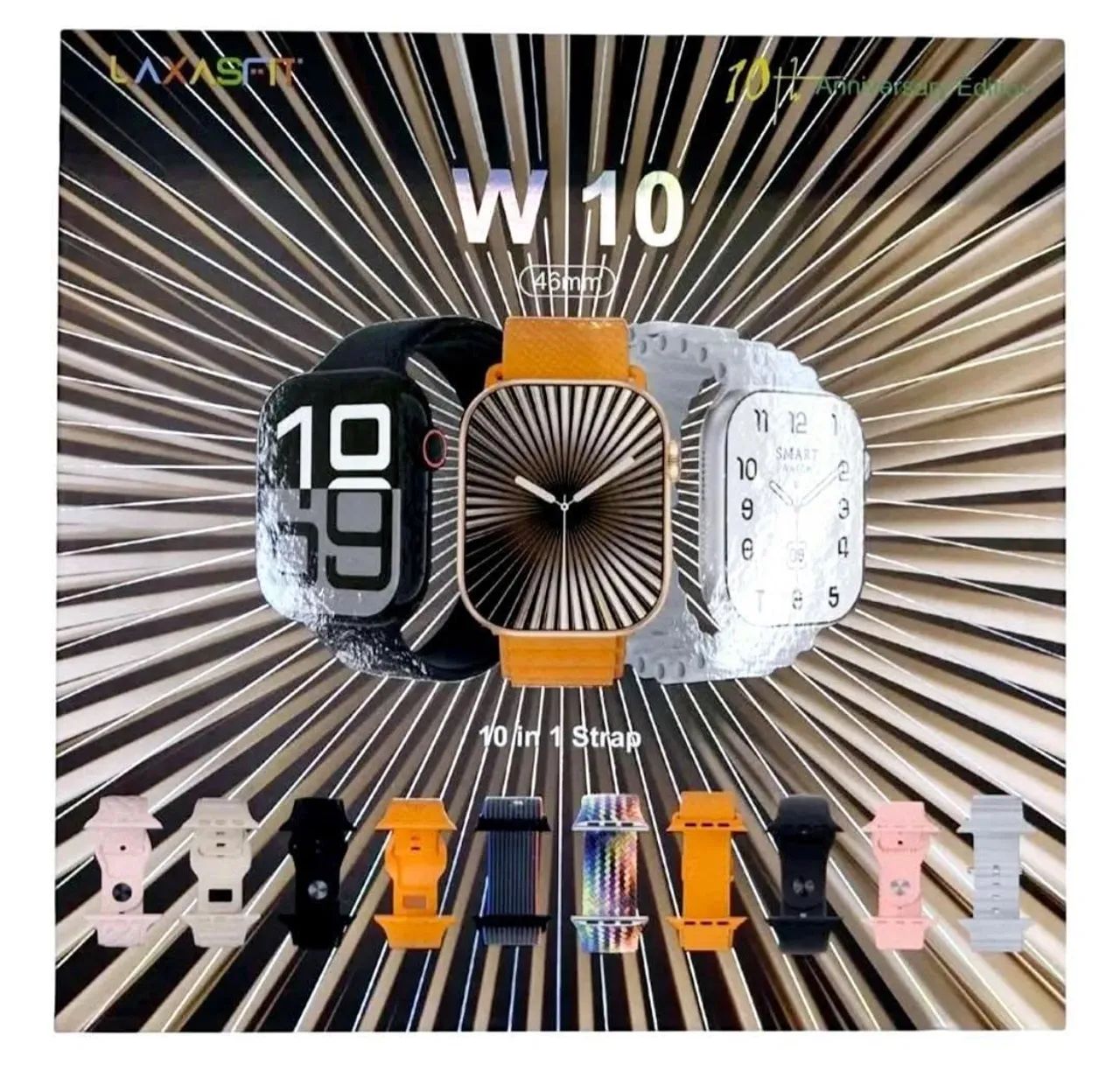 Smartwatch W10 - com 10 pulseiras diversas cores