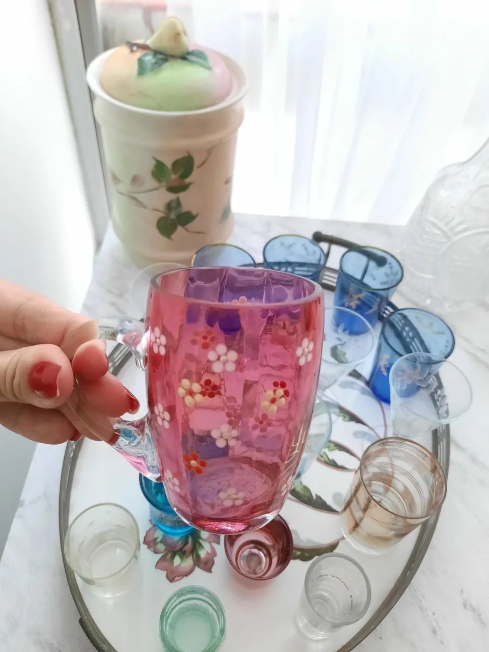 Coleção de Copos de cristal e Bandeja Vintage Decorativa - Foto 3