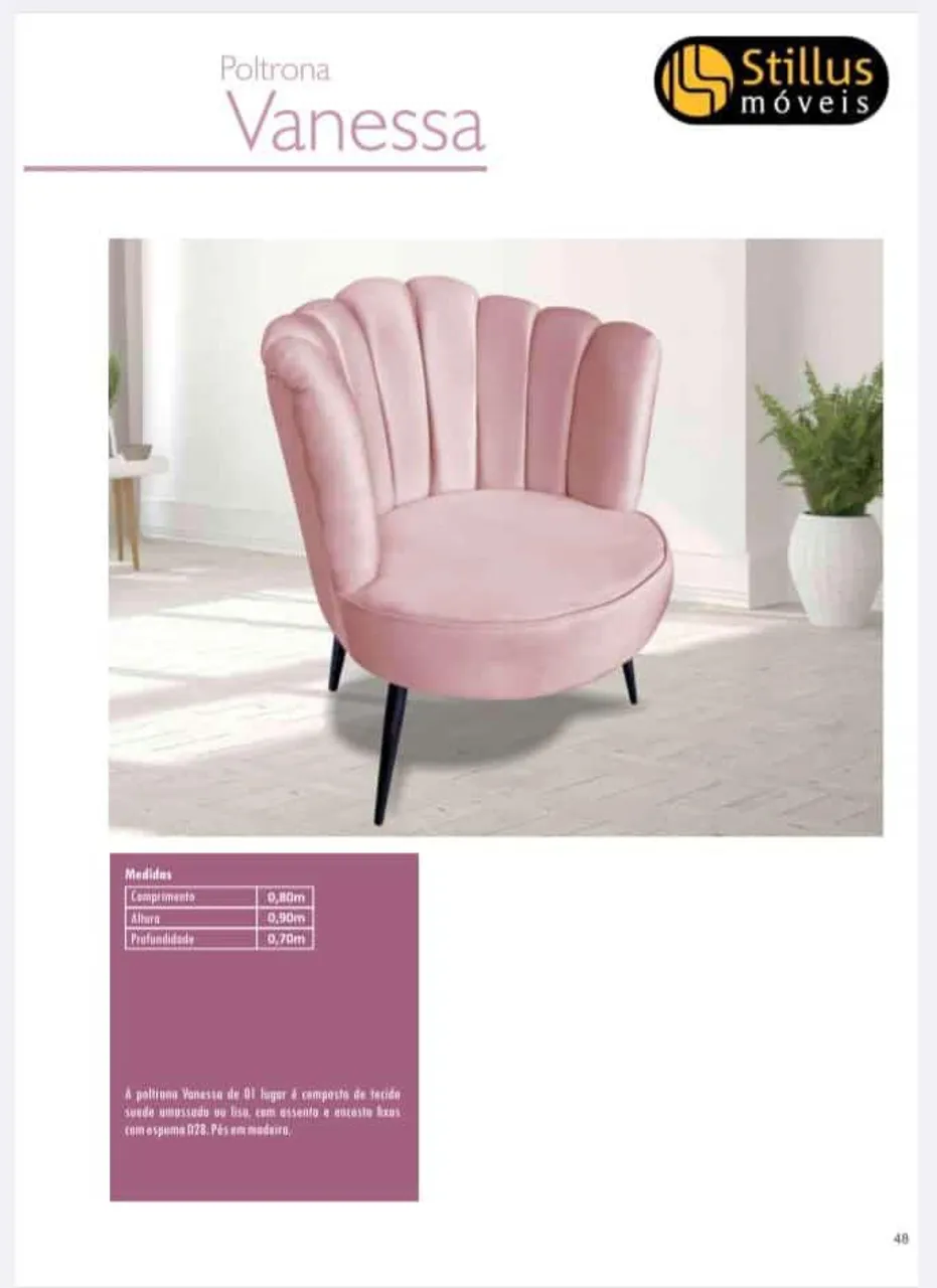 Poltrona Vanessa Rosa de 1 Lugar - Stillus Móveis