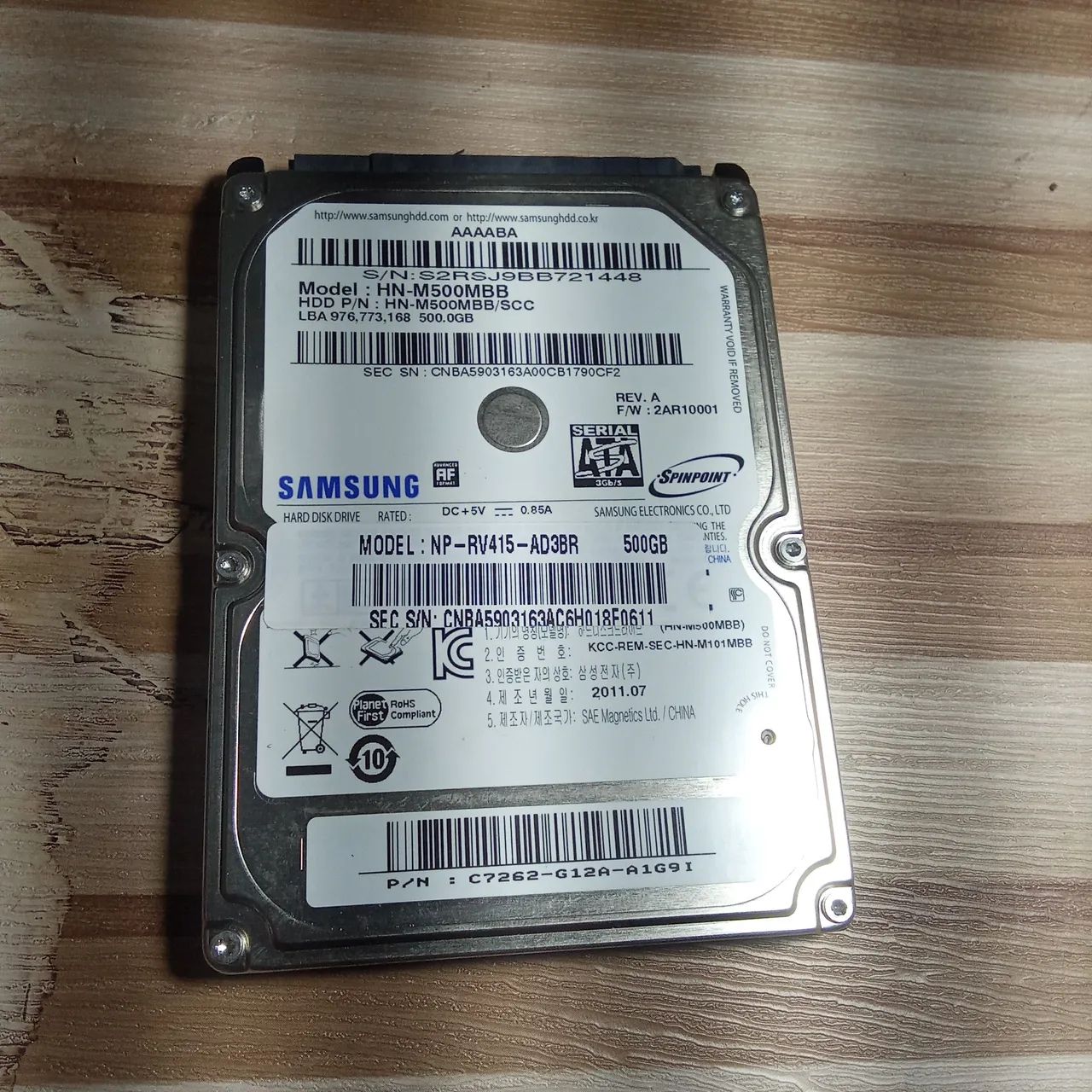 HD sata Samsung 500gb....pra notebook  saudável 