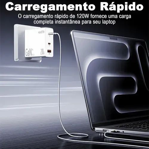 Fonte Maston Turbo Gan 210w Para Notebook Tablet E Celular - Foto 3