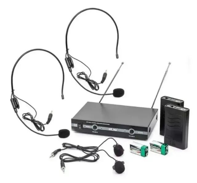Kit Microfones Sem Fio Duplo Lapela e Duplo Headset Lelong LE-910