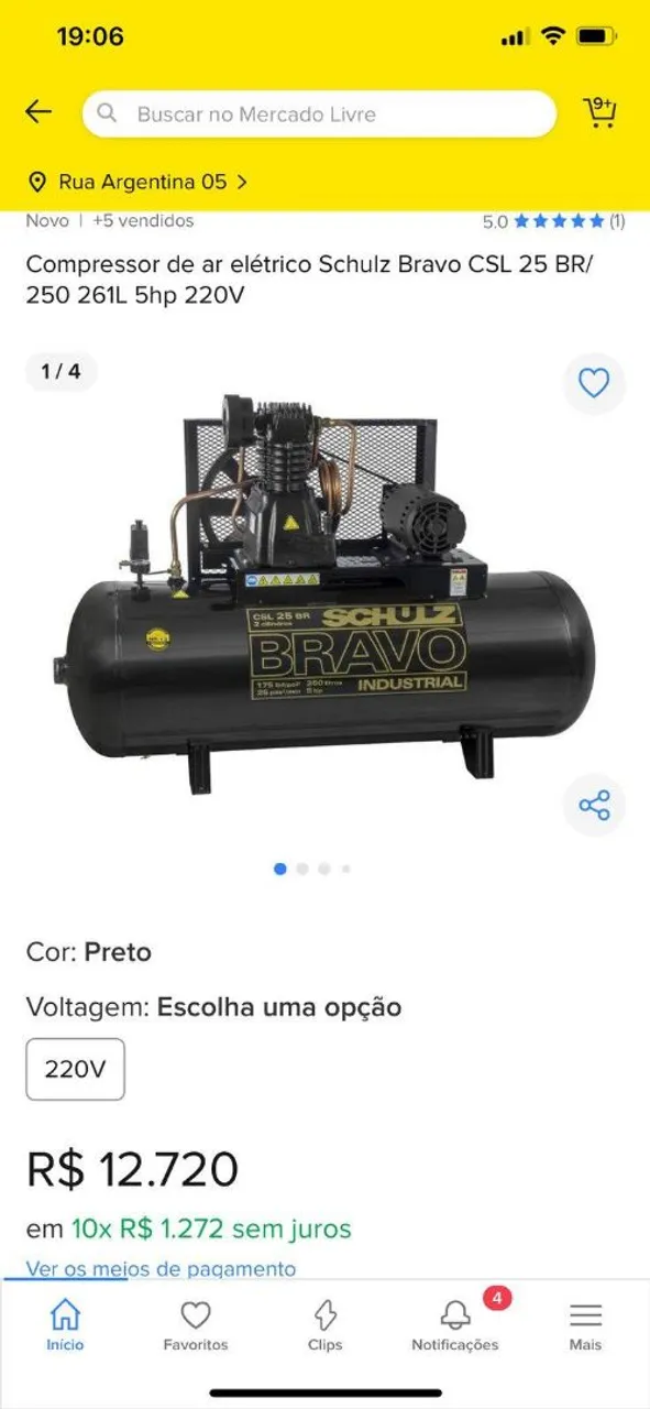 Compressor de ar Schulz Bravo CSL 25 BR/ 250 261L 5hp 220V aceito trocas com volta