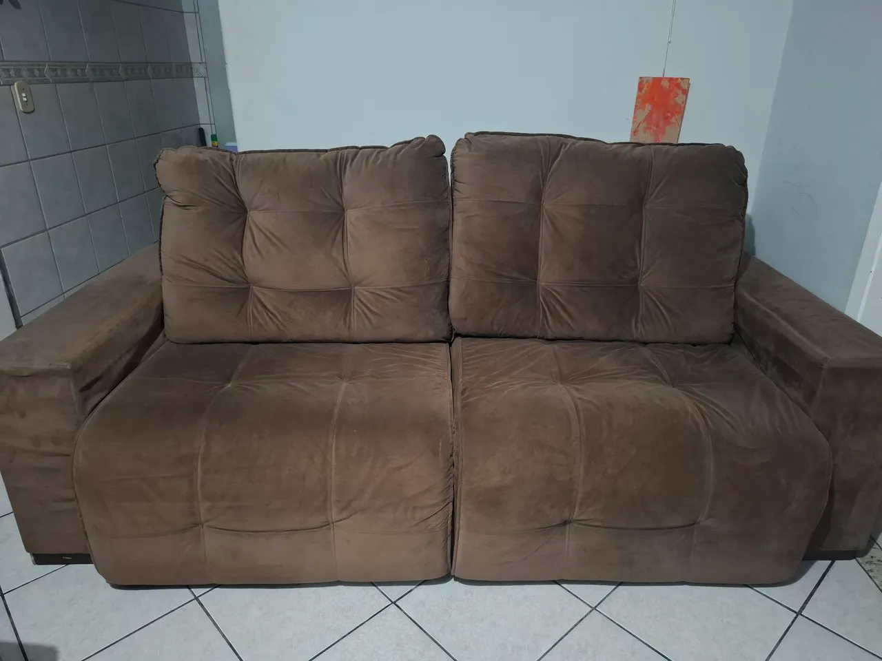 Sofá 2 Lugares Marrom Confortável