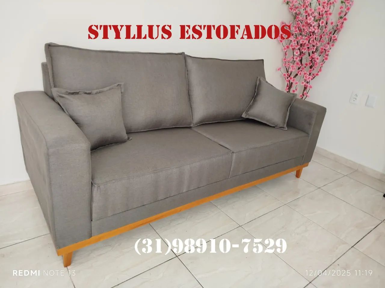 Sofá living 3 Lugares Estofado - Conforto e Estilo