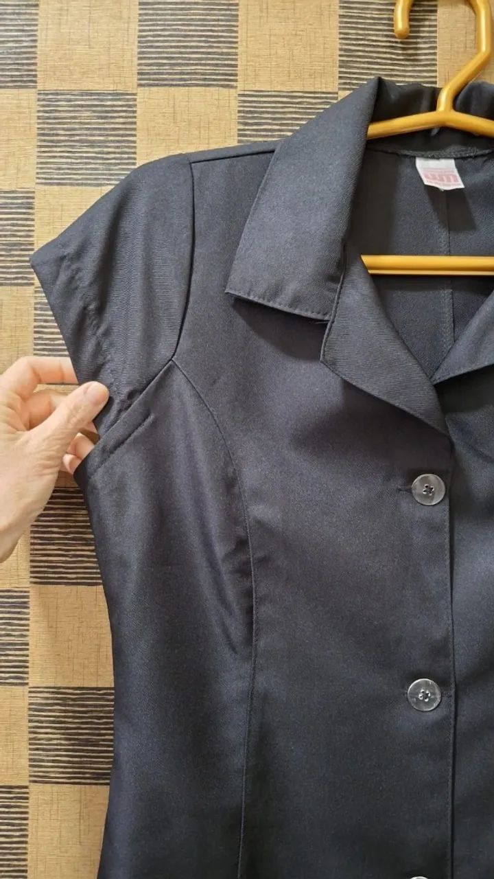 Jaleco Manga Cavada Curta Estética Escolar Enfermagem Tam P - Foto 2