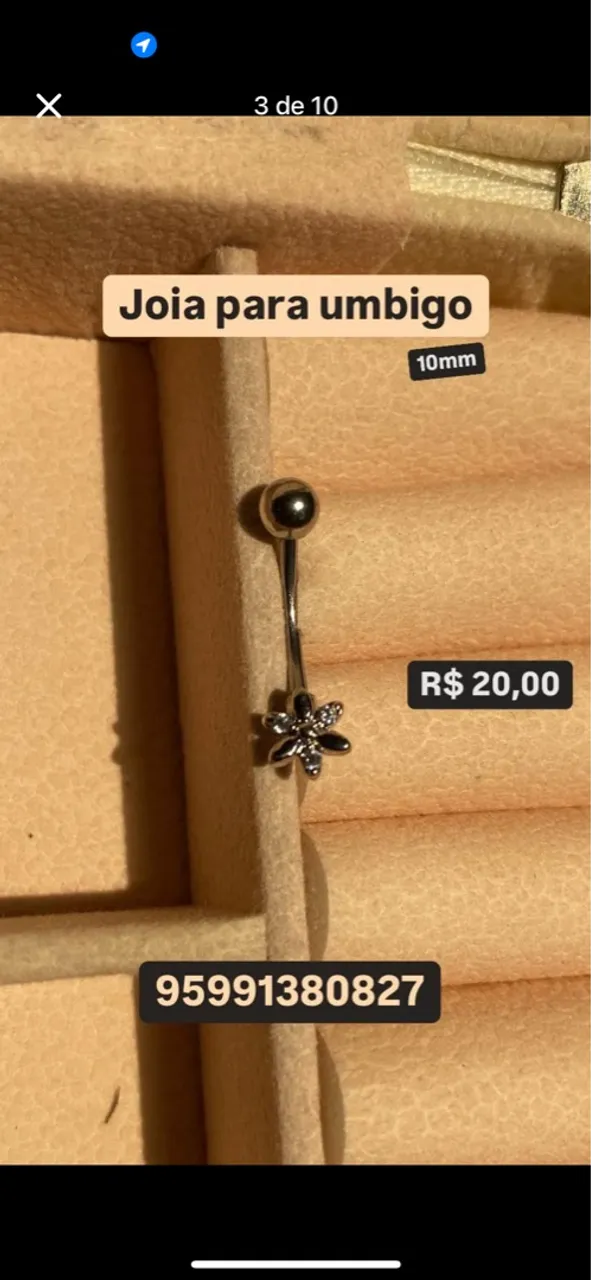 Piercing de umbigo flor com detalhe