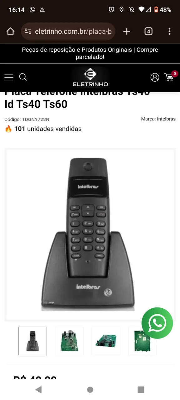 Telefone Intelbras seminovos kit com 2 sem fio ts40 e ts3110 identificar de chamada