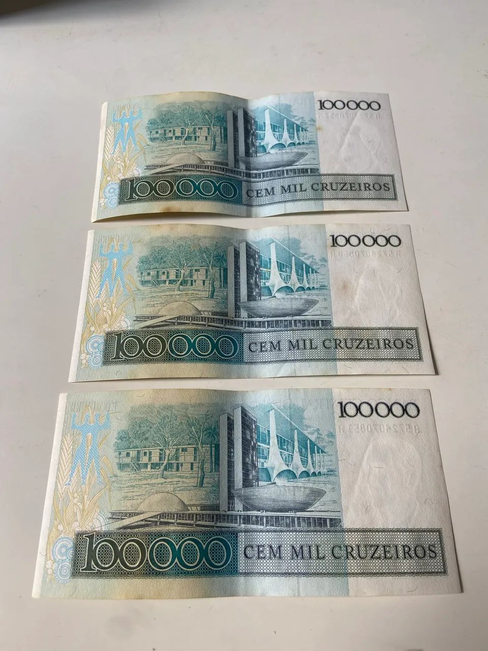 3 cédulas de 100 mil Cruzeiros - Juscelino Kubitscheck - Foto 2