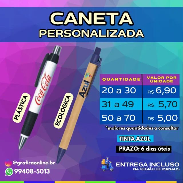 Caneta Personalizada com sua Marca e Contato