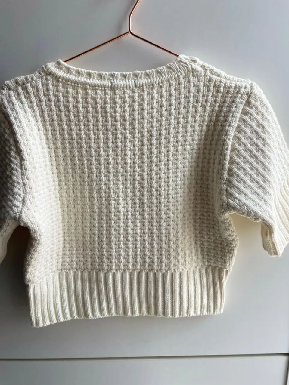 Blusa Tricot Cropped Off White NV Moderna e Sofisticada - Foto 2