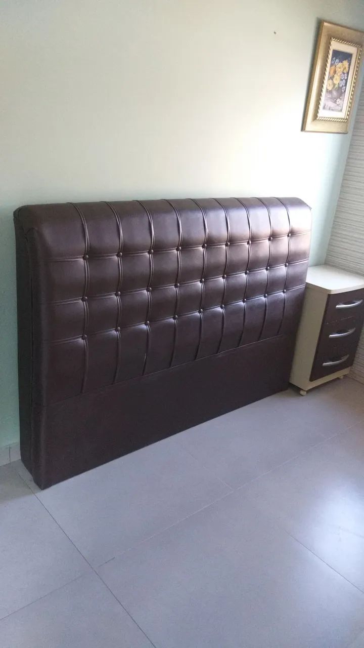 linda cabeceira de cama marrom queen 
