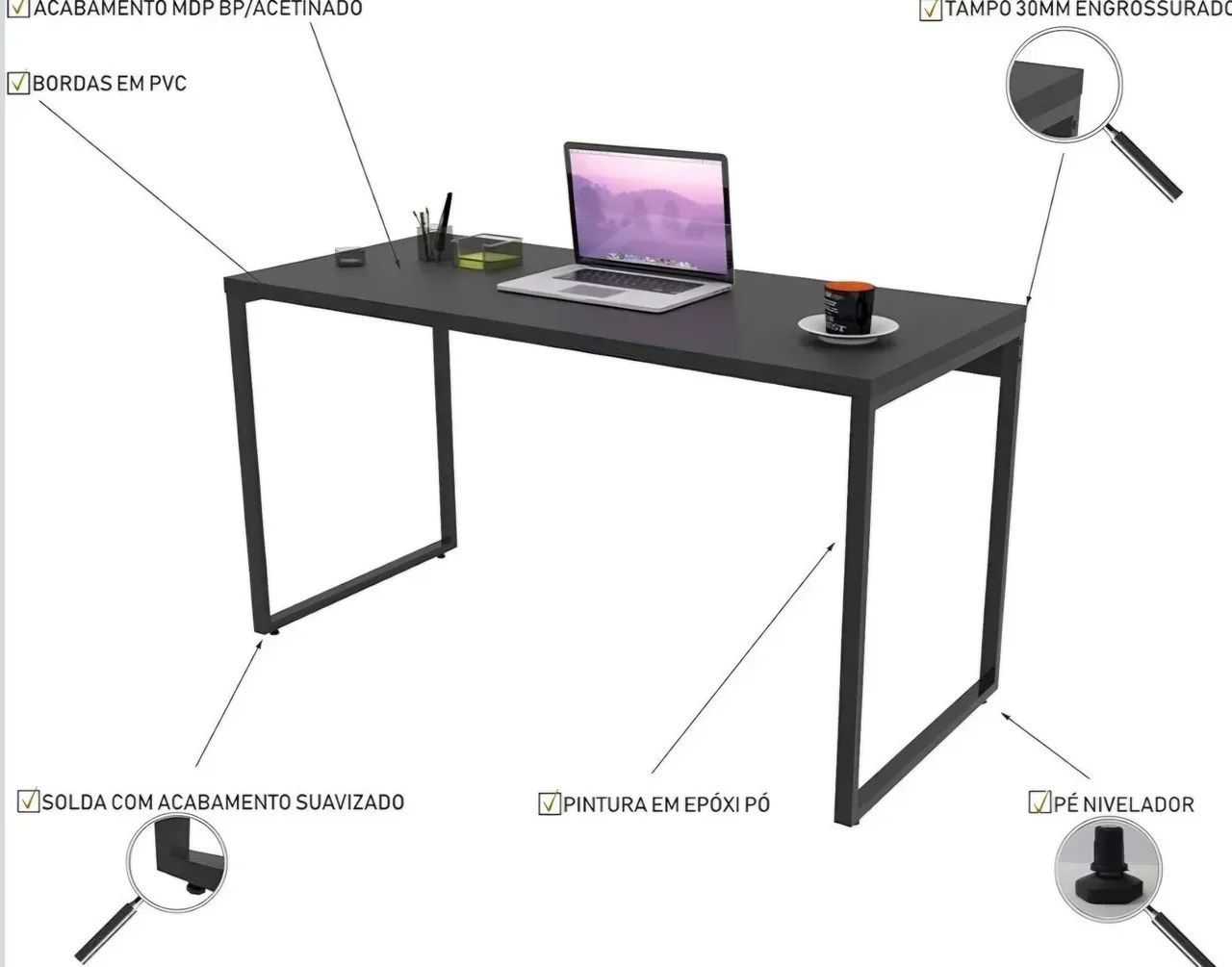 Mesa Escrivaninha Industrial 135cm - Foto 3