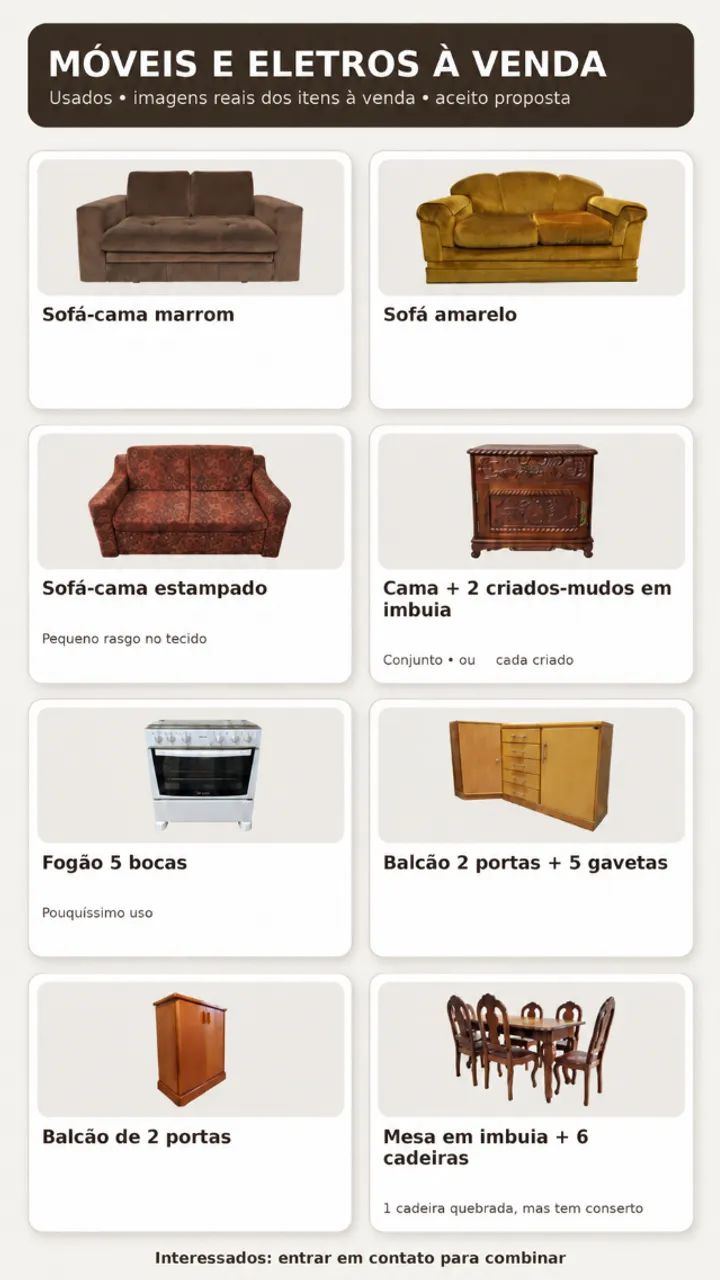 MÓVEIS E ELETROS USADOS EM MUITO BOM ESTADO!